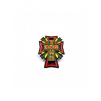 Dogtown Enamel Cross Logo rasta 1,25" pin