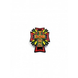 Dogtown Enamel Cross Logo rasta 1,25" pin